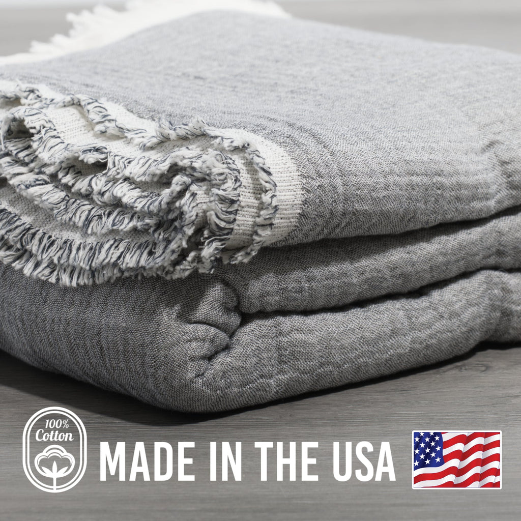 100% Cotton Reversible Muslin Coverlet 80" x 102"