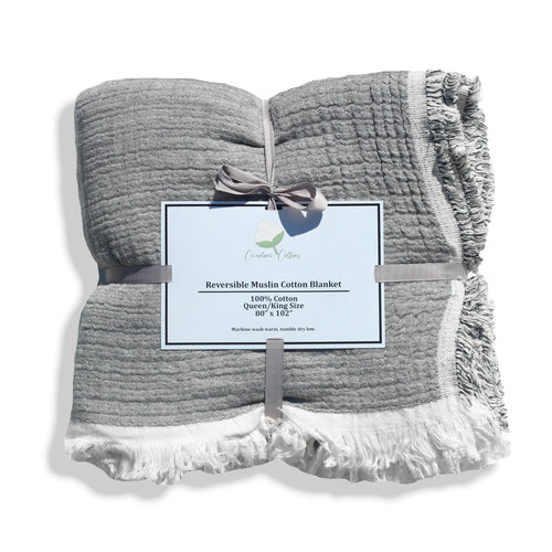100% Cotton Reversible Muslin Coverlet 80" x 102"