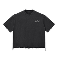 No Bullsh**t Tools For Barbershops Head Snow Wash Cropped Raw-Hem Boxy Tee
